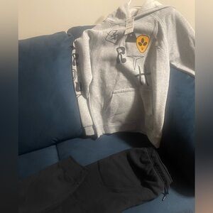 Gray and Black Kids Hoodie (large) and Joggers (XL)